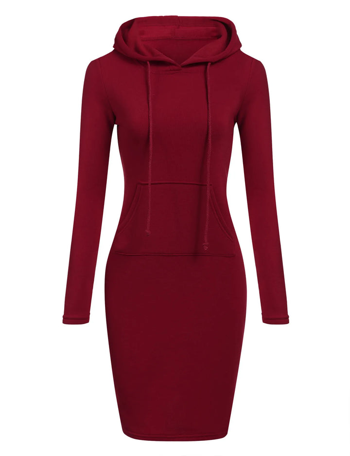 Autumn Hooded Sweatshirt Dress for Women – Casual Long Sleeve Hoodie Dress Top
