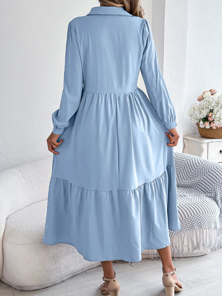 Vacation Long Sleeve Collar Dress