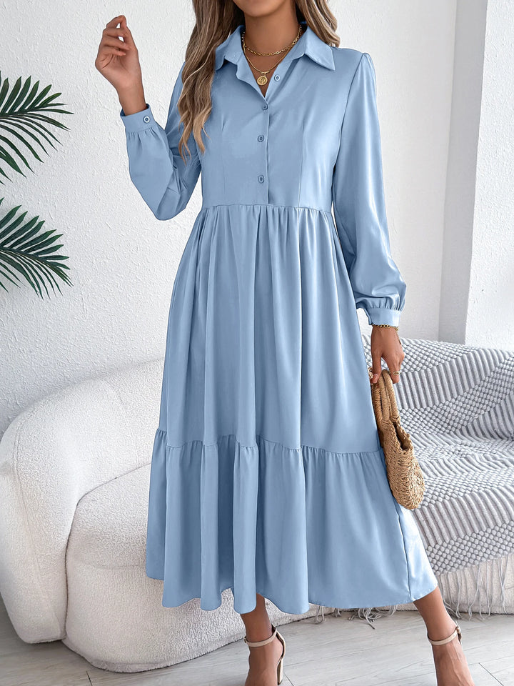 Vacation Long Sleeve Collar Dress