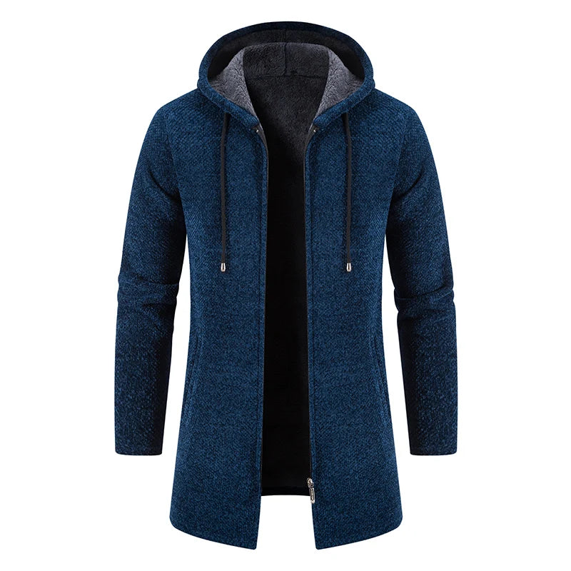 Men’s Long Fleece-Lined Hooded Jacket