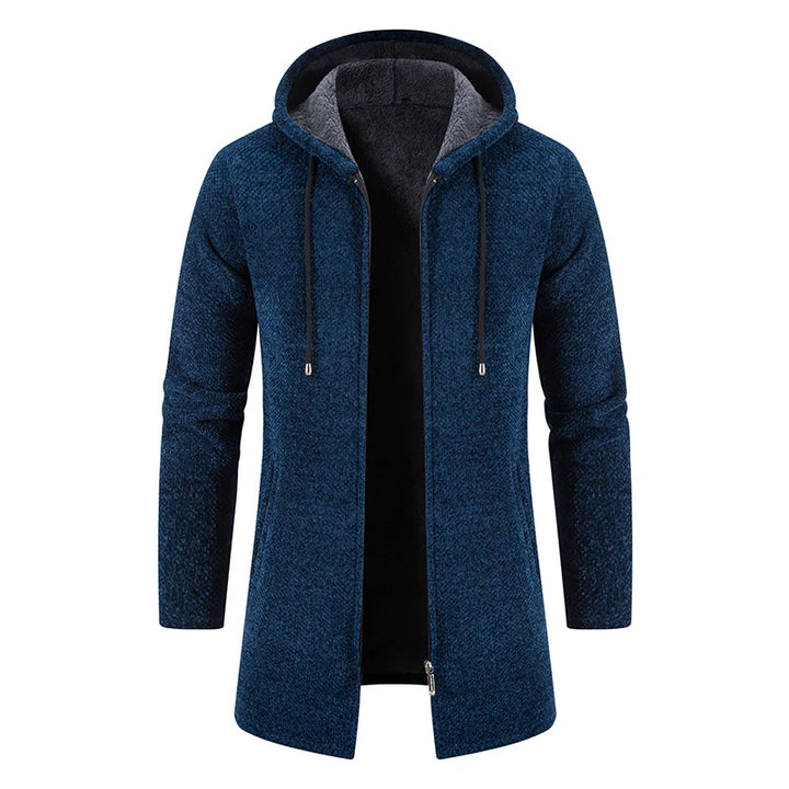 Men’s Long Fleece-Lined Hooded Jacket