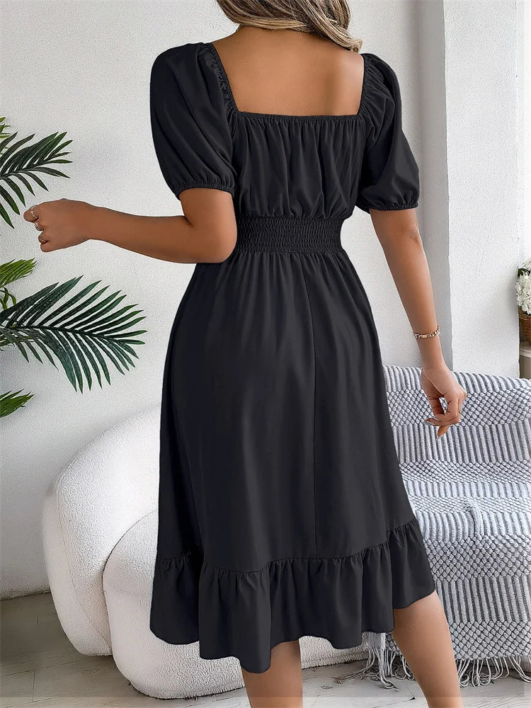 Effortless Summer Square Neck Dress