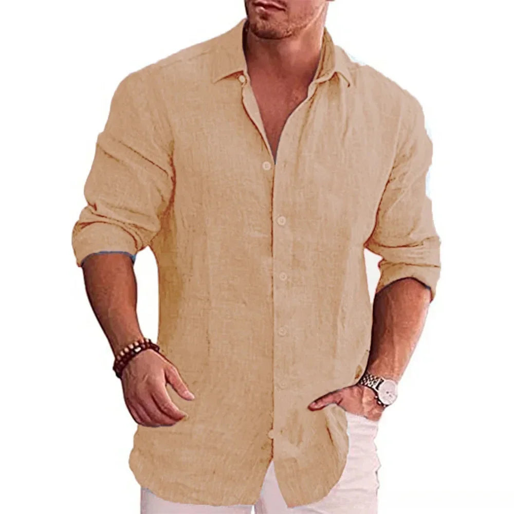 Lightweight Men’s Long Sleeve Casual Cotton Shirt