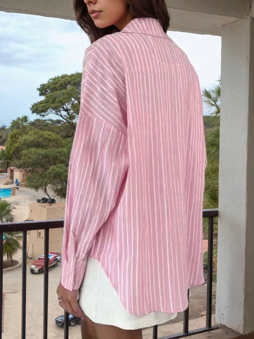 Women’s Loose Fit Striped Shirt – Summer Casual Top