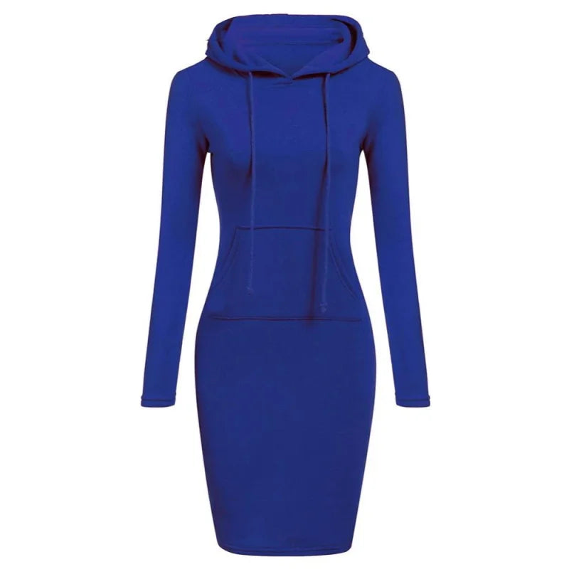 Autumn Hooded Sweatshirt Dress for Women – Casual Long Sleeve Hoodie Dress Top