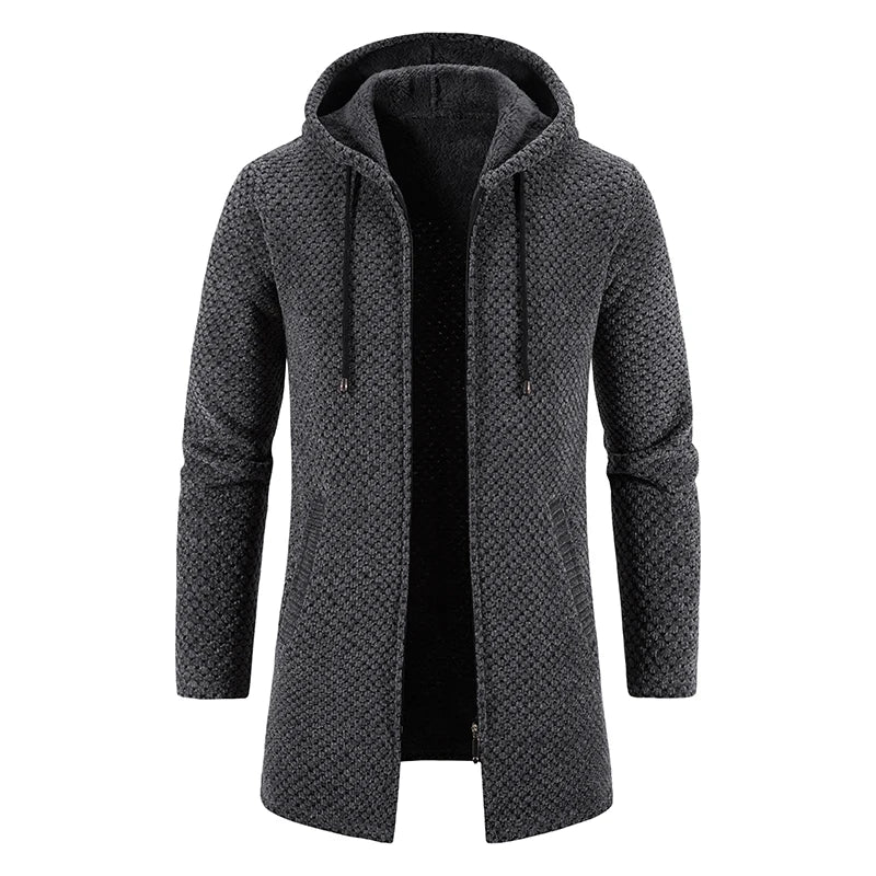 Men’s Long Fleece-Lined Hooded Jacket