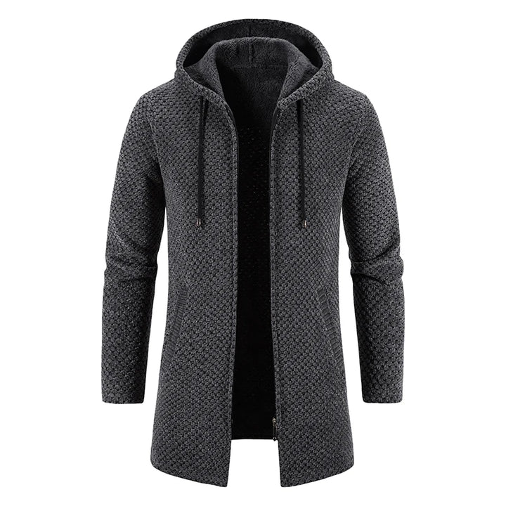 Men’s Long Fleece-Lined Hooded Jacket