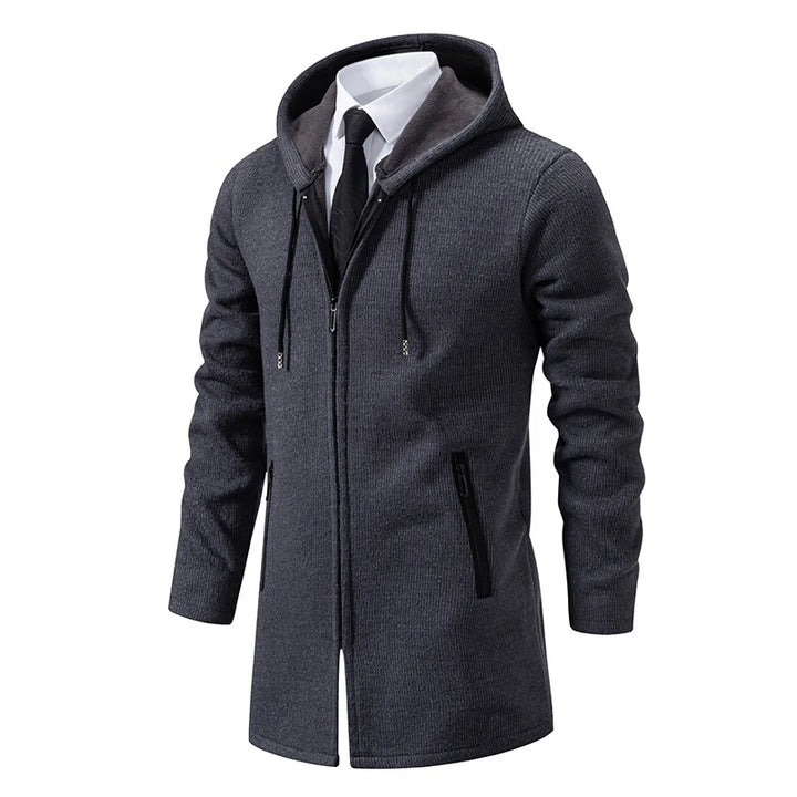 Men’s Long Fleece-Lined Hooded Jacket