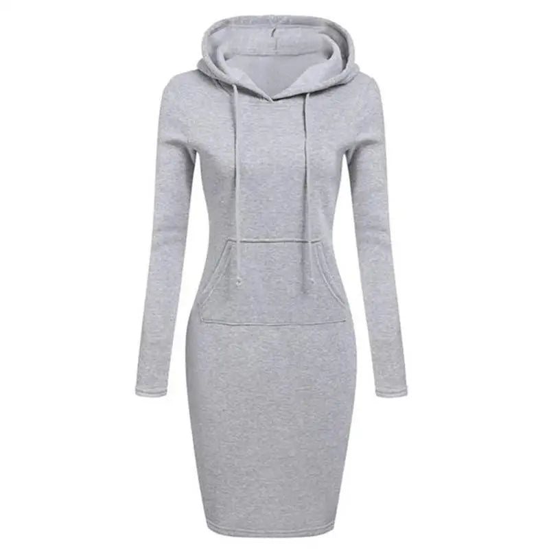 Autumn Hooded Sweatshirt Dress for Women – Casual Long Sleeve Hoodie Dress Top