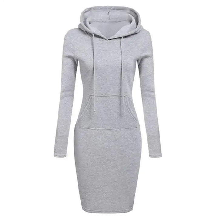 Autumn Hooded Sweatshirt Dress for Women – Casual Long Sleeve Hoodie Dress Top
