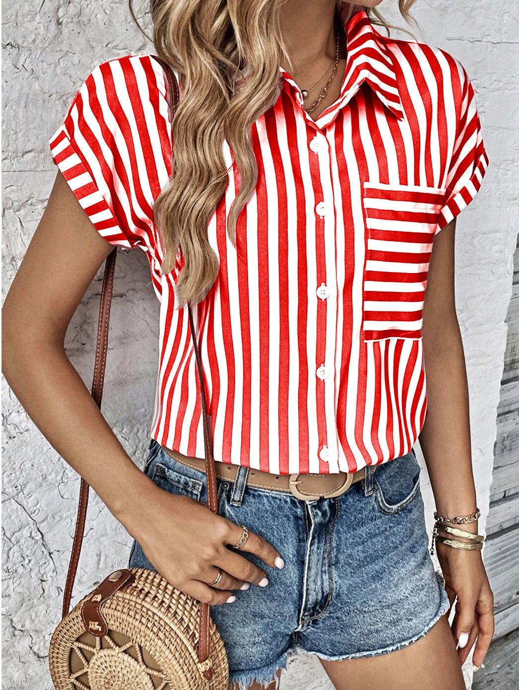 Women’s Loose Striped Shirt – Lightweight Casual Top