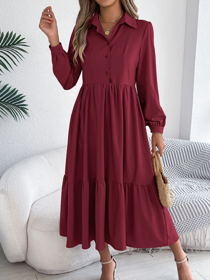 Vacation Long Sleeve Collar Dress