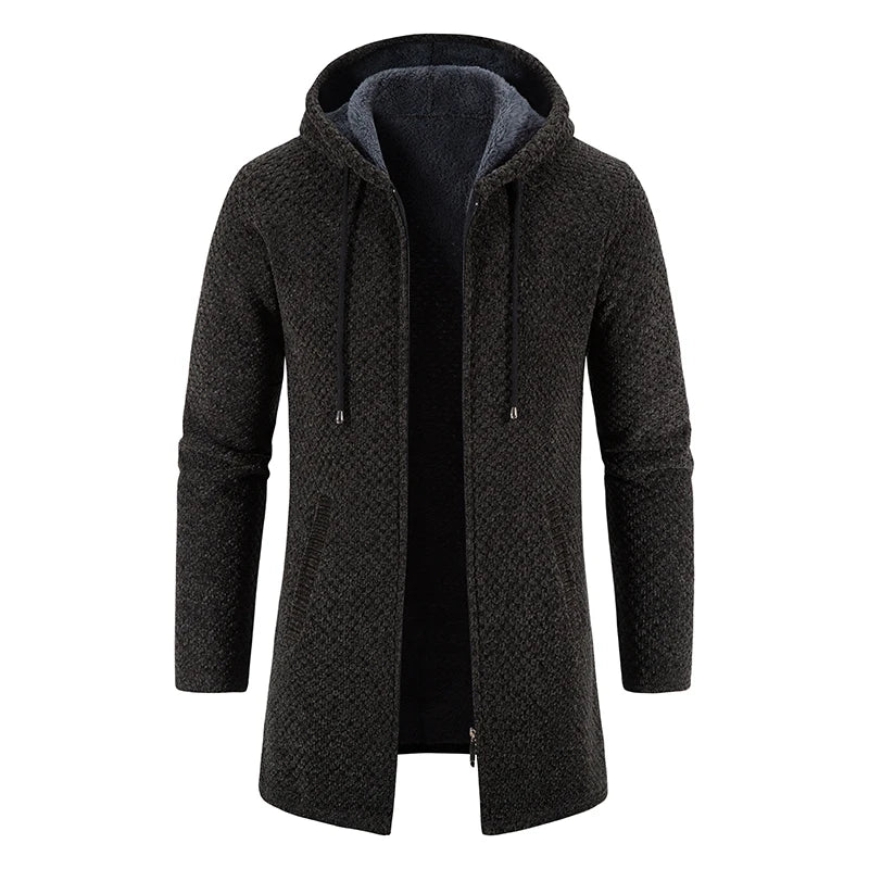 Men’s Long Fleece-Lined Hooded Jacket