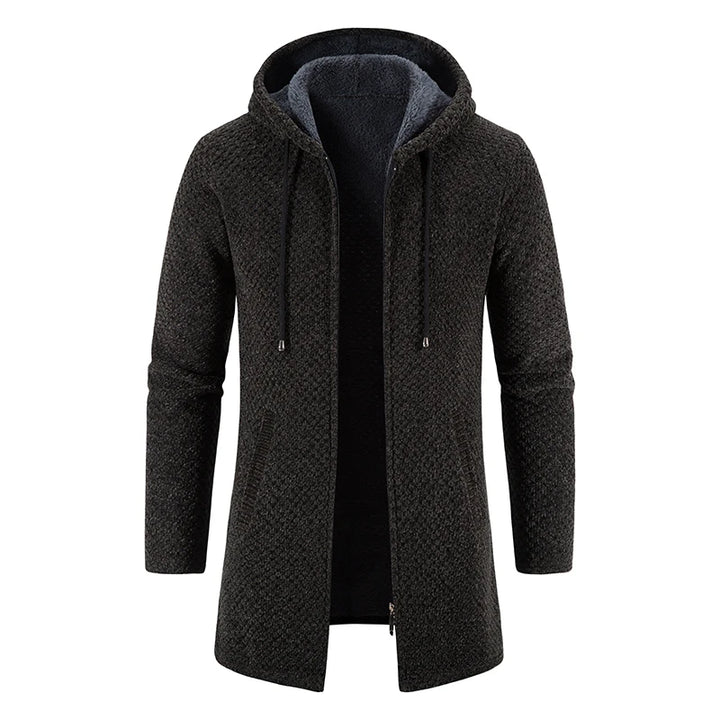 Men’s Long Fleece-Lined Hooded Jacket