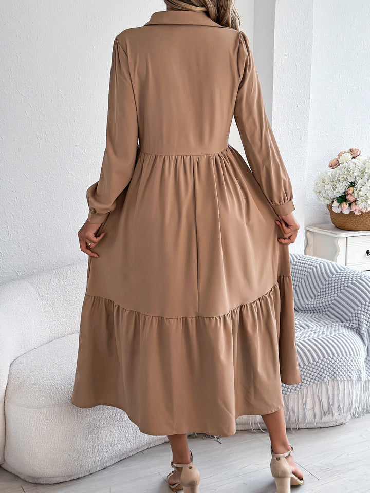 Vacation Long Sleeve Collar Dress