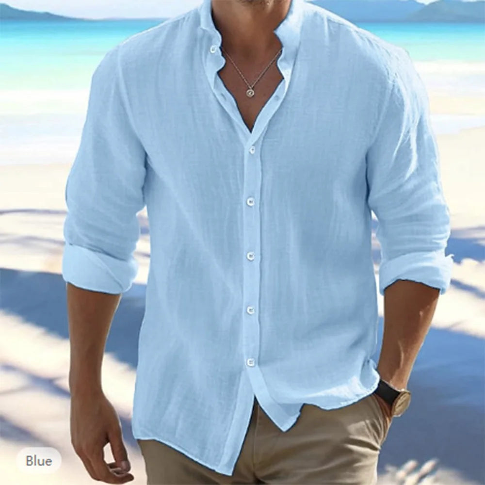Men’s Casual Cotton Shirt– Long Sleeve Beachwear