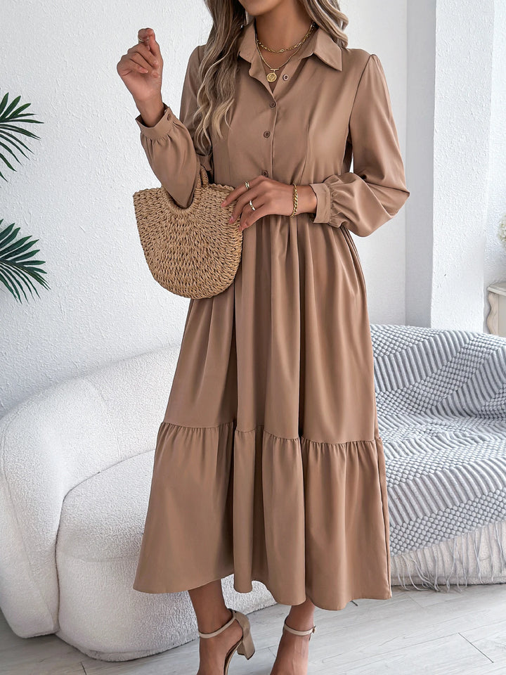 Vacation Long Sleeve Collar Dress