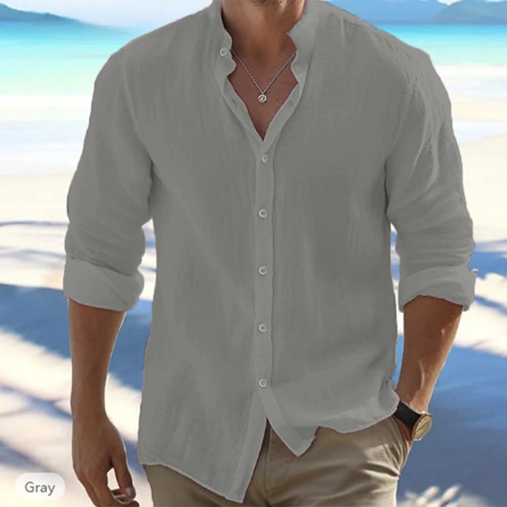 Men’s Casual Cotton Shirt– Long Sleeve Beachwear