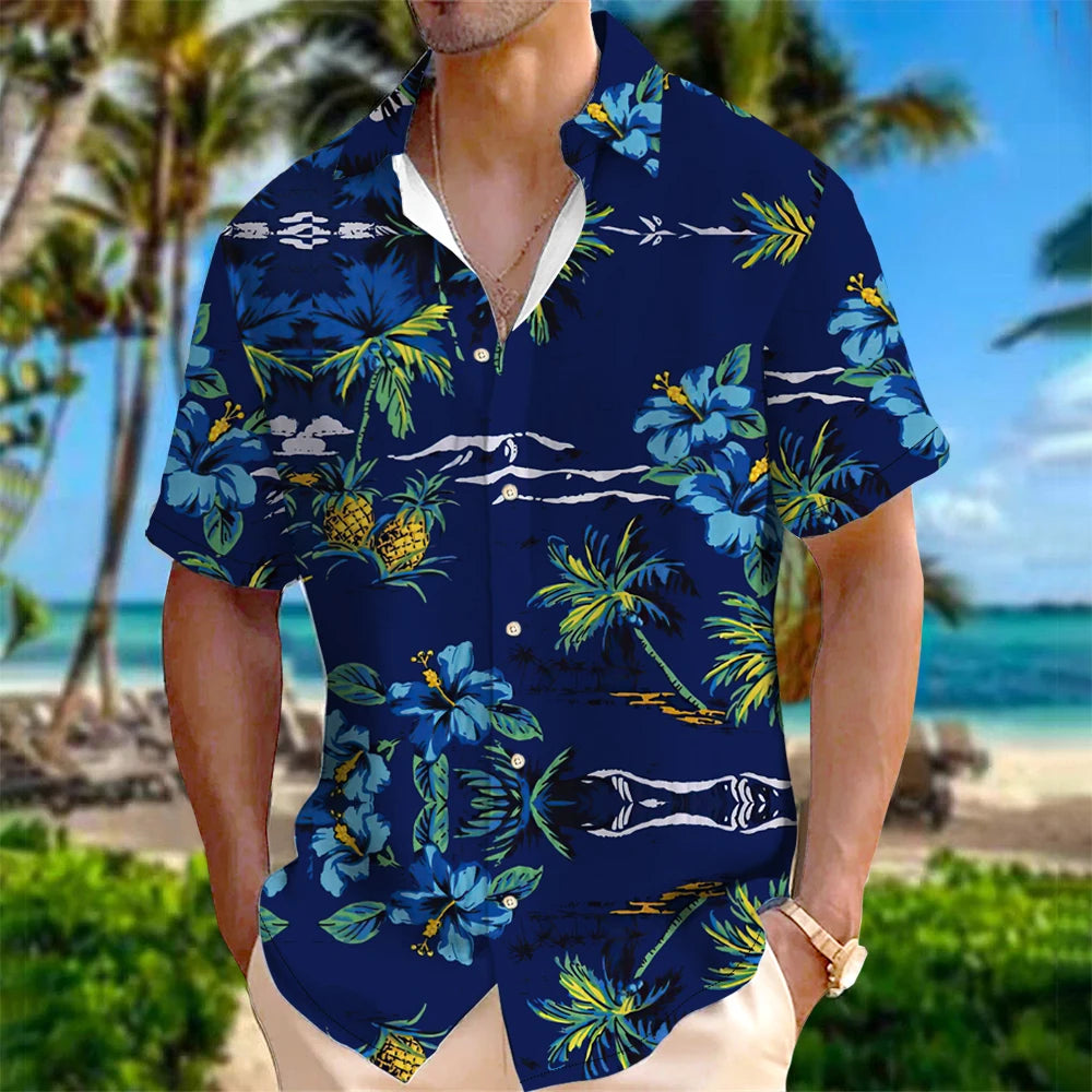Men’s Floral Beach Short Sleeve Hawaiian Shirt