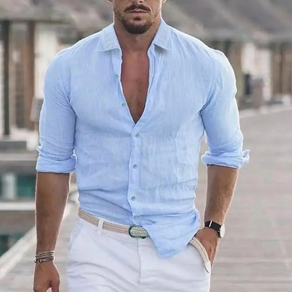 Men’s Summer Beach Shirt – Long Sleeve Casual