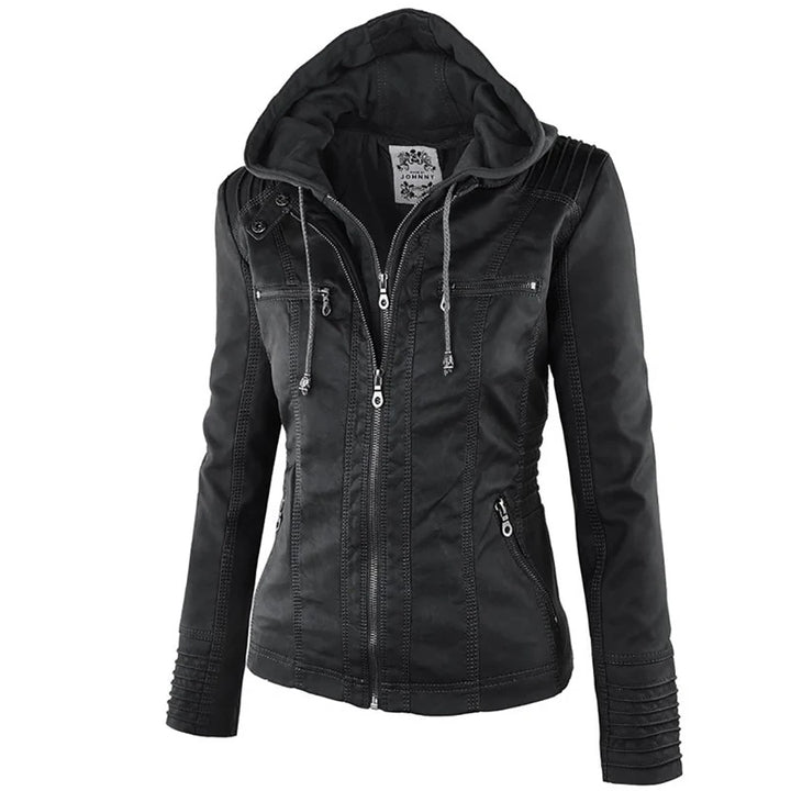 Women's Windproof Faux Leather Winter Coat – Casual Basic Outerwear