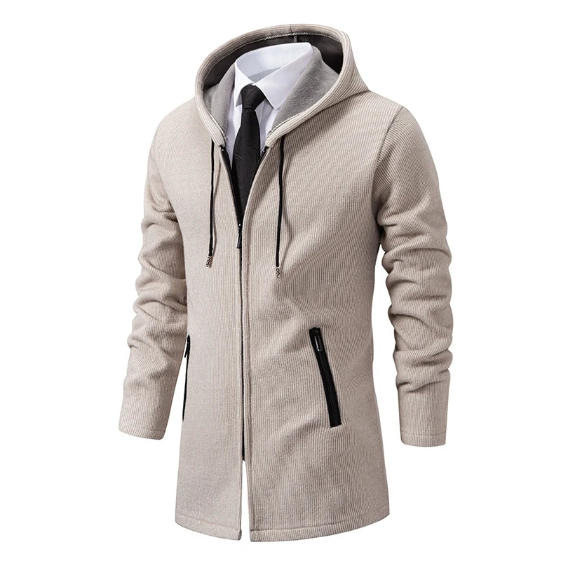 Men’s Long Fleece-Lined Hooded Jacket