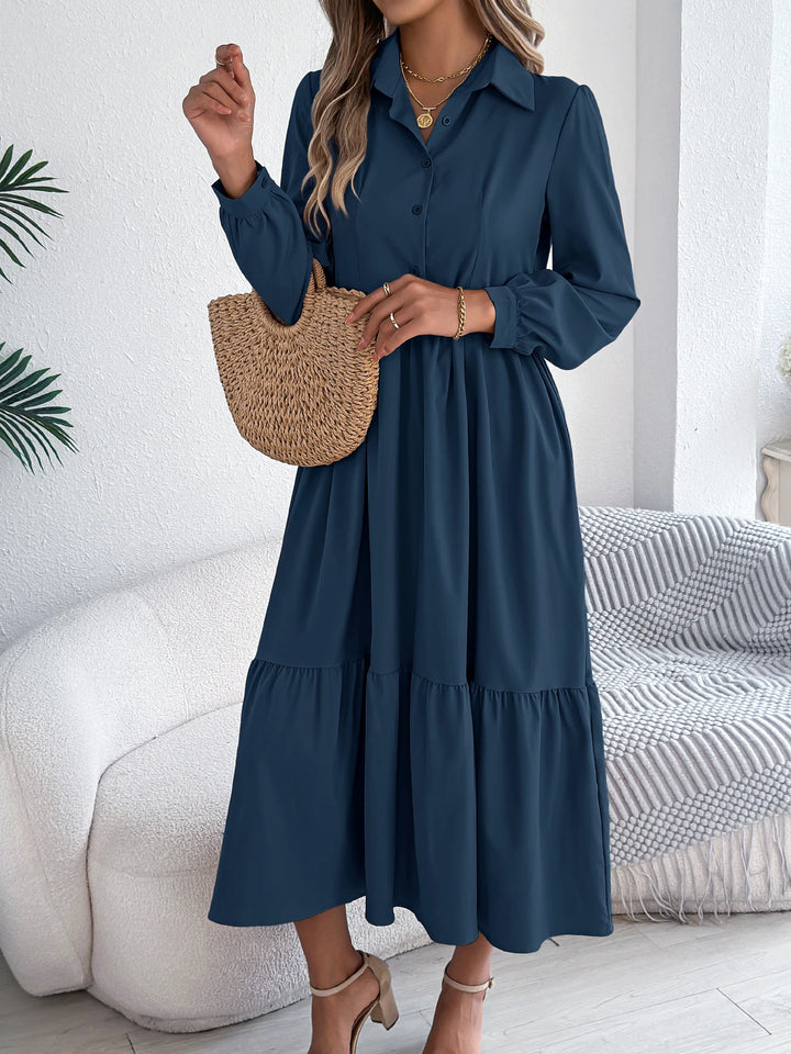 Vacation Long Sleeve Collar Dress