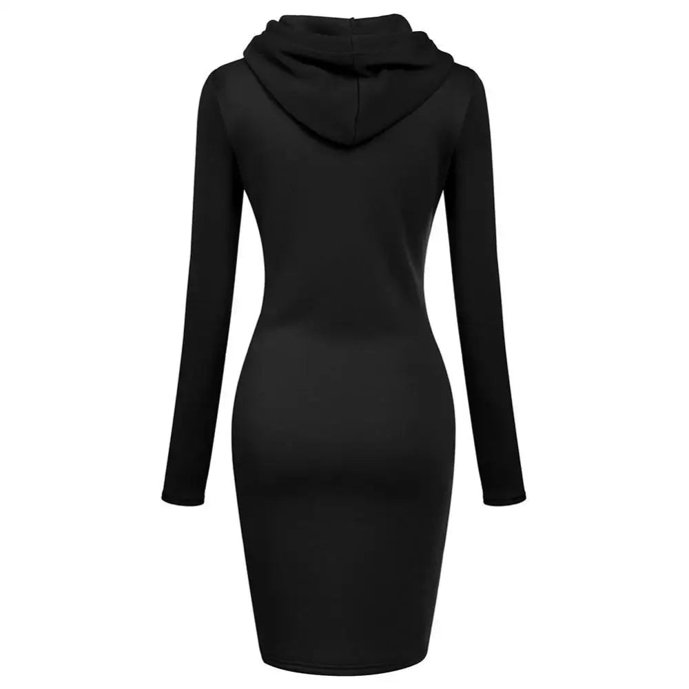 Autumn Hooded Sweatshirt Dress for Women – Casual Long Sleeve Hoodie Dress Top