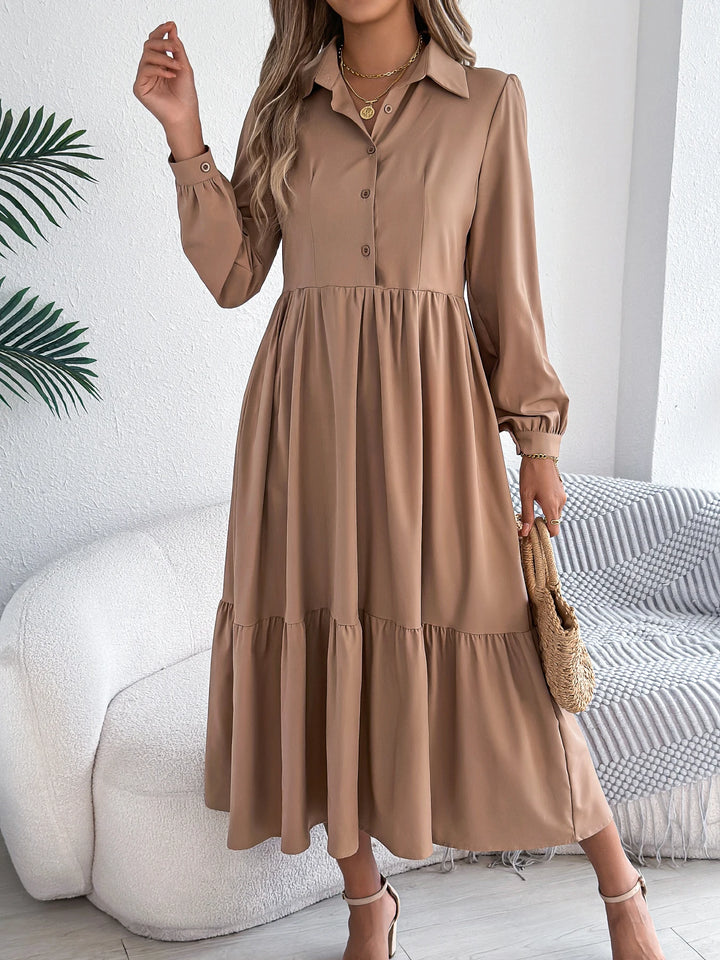 Vacation Long Sleeve Collar Dress
