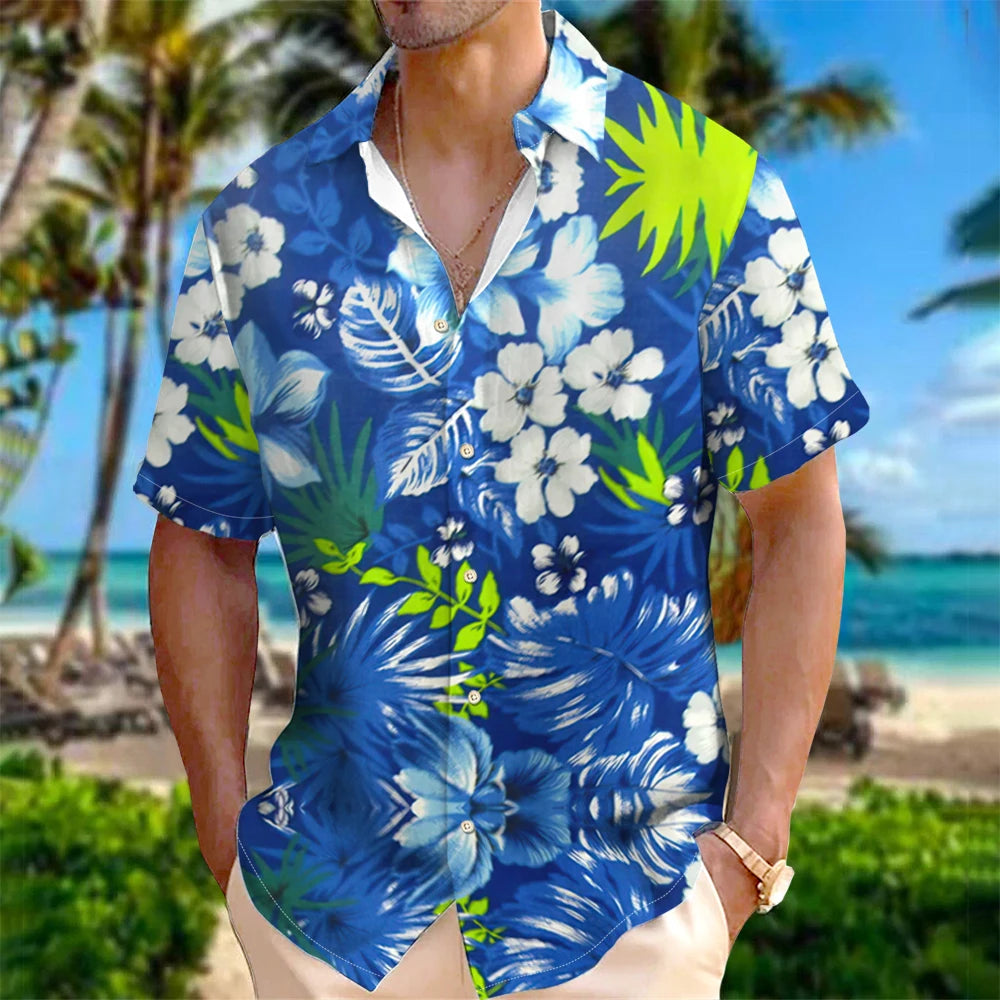 Men’s Floral Beach Short Sleeve Hawaiian Shirt