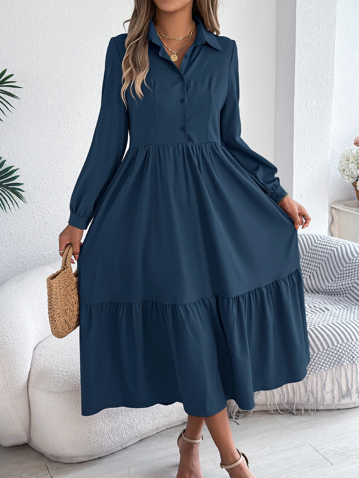 Vacation Long Sleeve Collar Dress