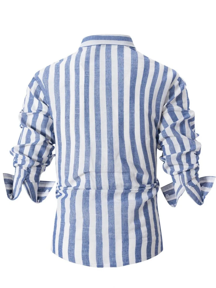 Men’s Casual Striped Shirt – Lightweight Long Sleeve Office Wear