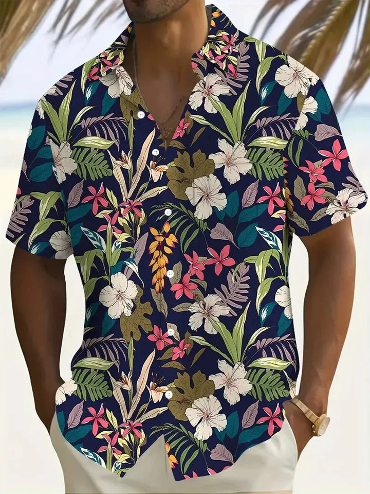 Men’s Summer Short Sleeve Shirt – Printed Casual Beach Top