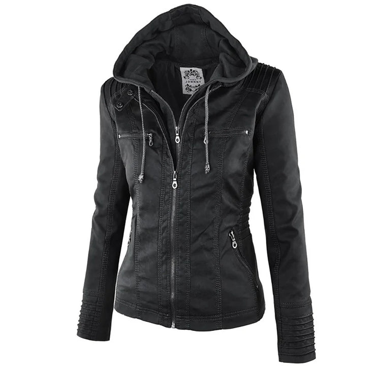 Women's Windproof Faux Leather Winter Coat – Casual Basic Outerwear