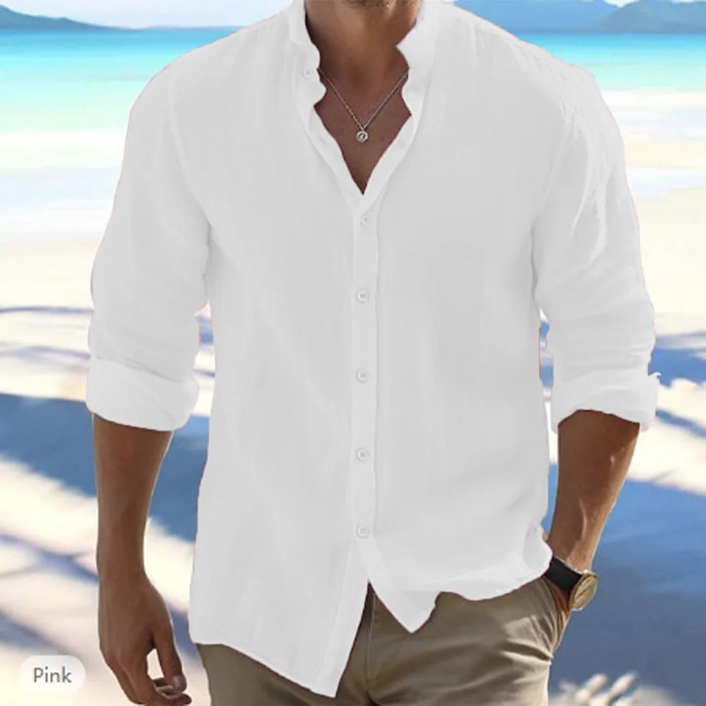 Men’s Casual Cotton Shirt– Long Sleeve Beachwear