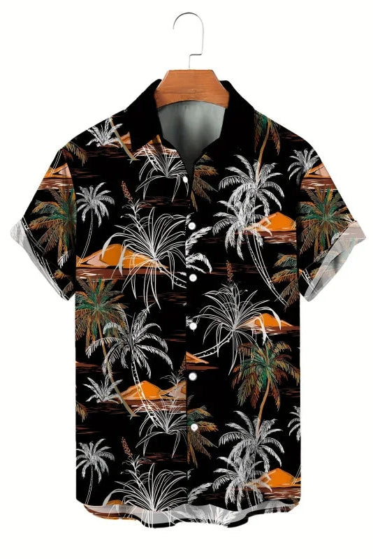 Men’s Hawaiian Shirt – Sunset Print Summer Top