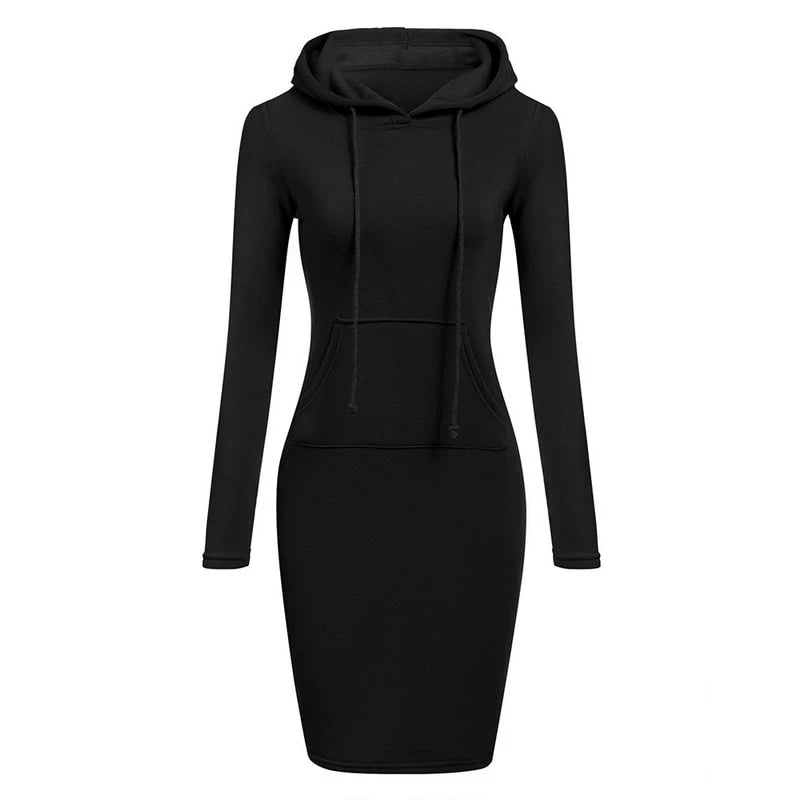 Autumn Hooded Sweatshirt Dress for Women – Casual Long Sleeve Hoodie Dress Top