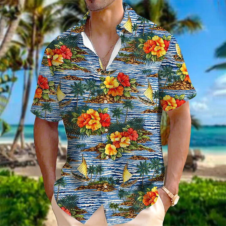 Men’s Floral Beach Short Sleeve Hawaiian Shirt