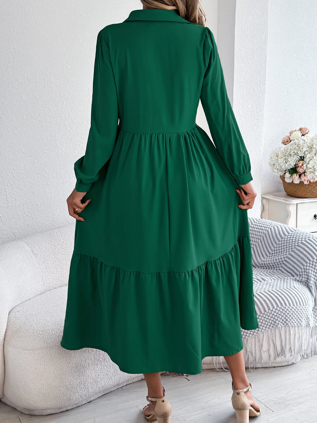 Vacation Long Sleeve Collar Dress