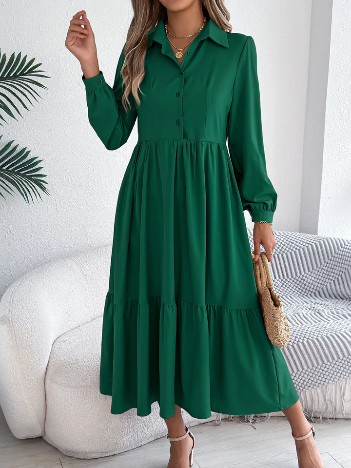 Vacation Long Sleeve Collar Dress