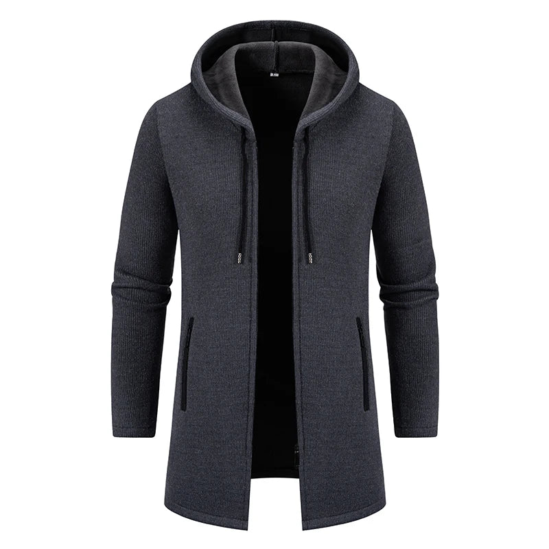 Men’s Long Fleece-Lined Hooded Jacket
