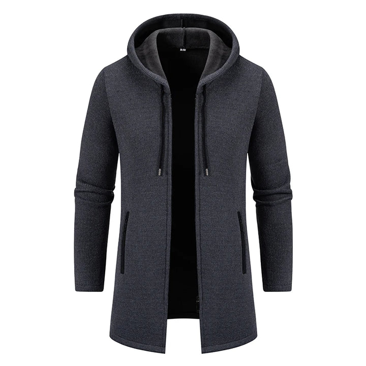 Men’s Long Fleece-Lined Hooded Jacket