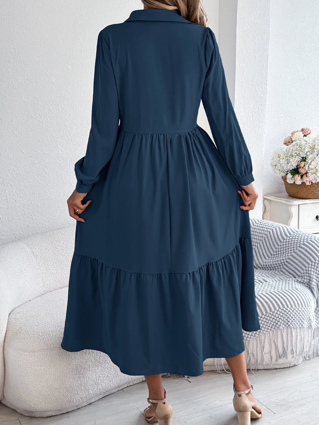 Vacation Long Sleeve Collar Dress