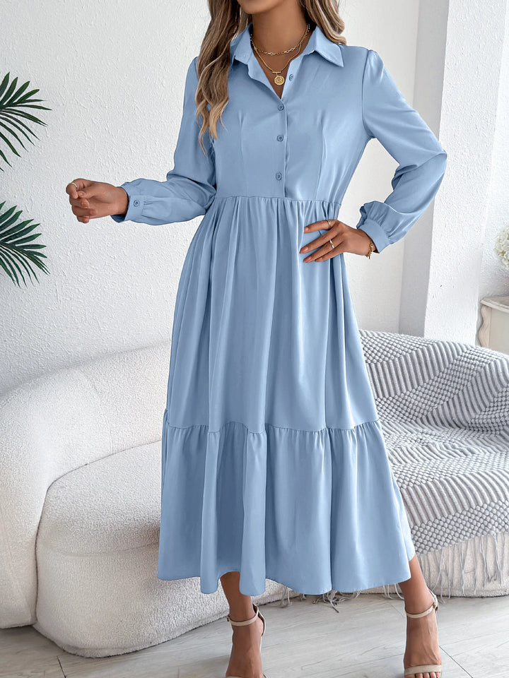 Vacation Long Sleeve Collar Dress