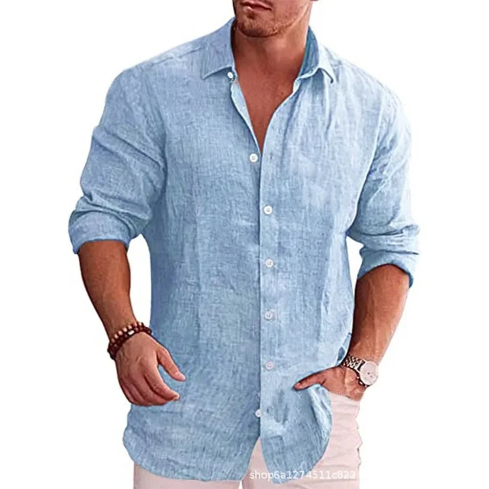 Lightweight Men’s Long Sleeve Casual Cotton Shirt