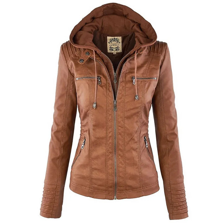 Women's Windproof Faux Leather Winter Coat – Casual Basic Outerwear