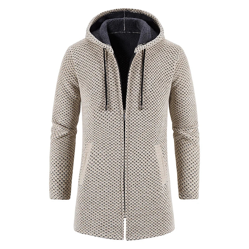 Men’s Long Fleece-Lined Hooded Jacket