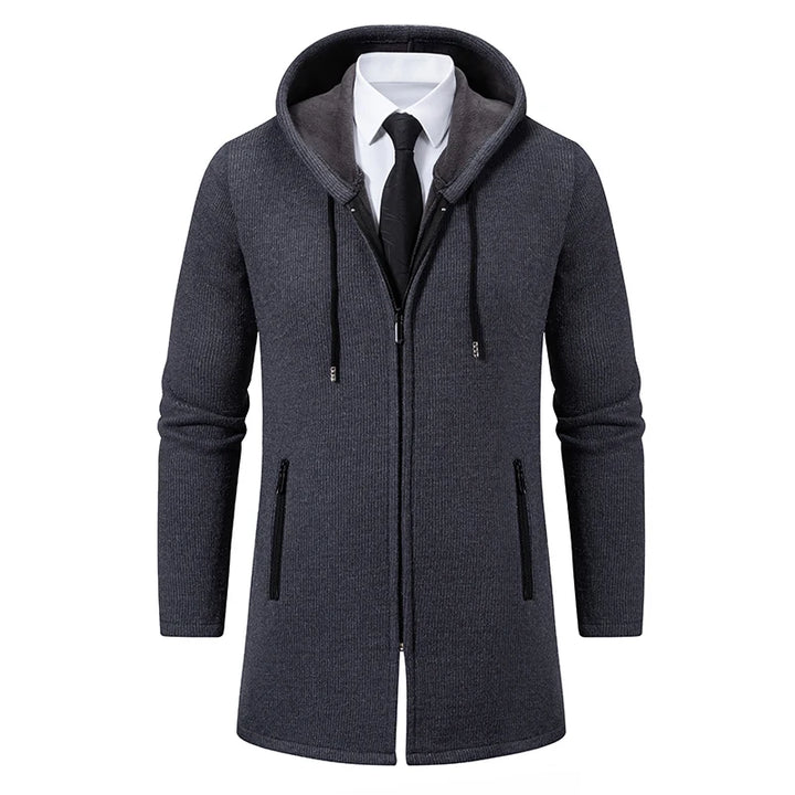 Men’s Long Fleece-Lined Hooded Jacket