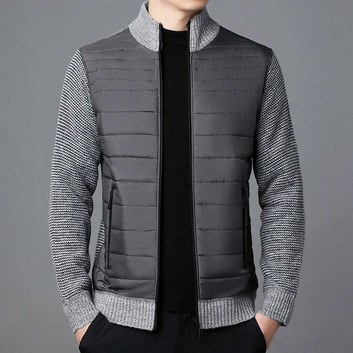 Winter Men Fleece Jacket Warm Knitting Coat Men Patchwork Casual Knitted Jackets Stand Collar Outerwear Winter Jackets Men 4XL