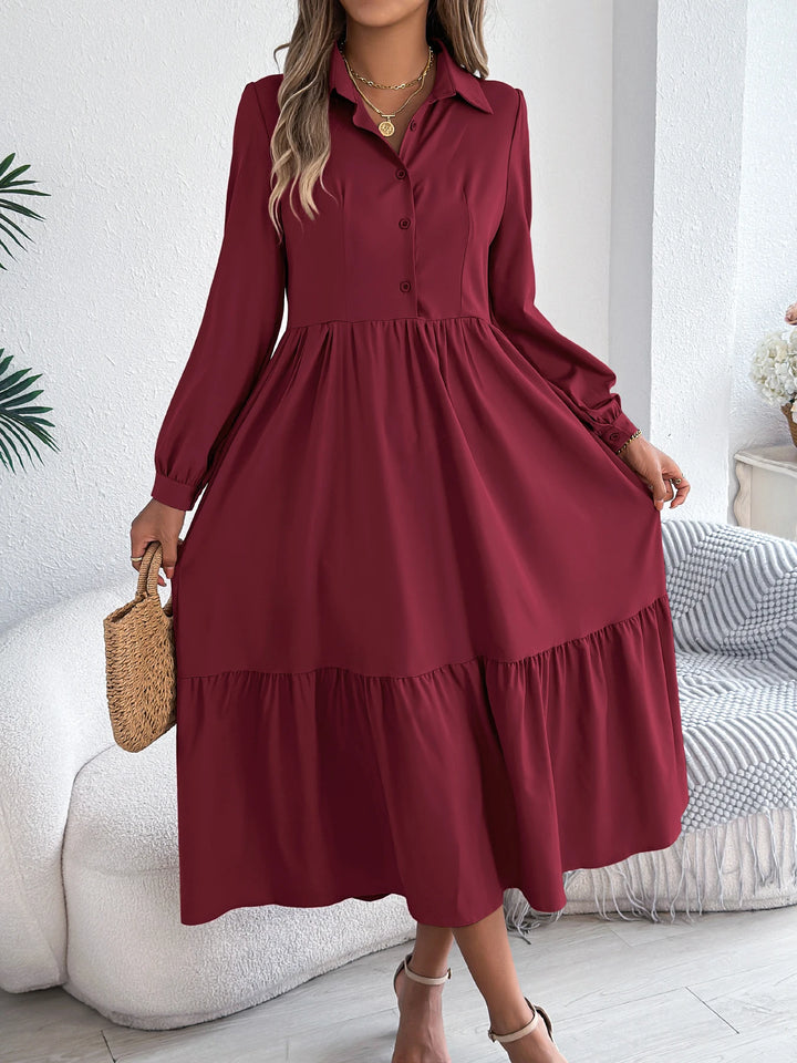 Vacation Long Sleeve Collar Dress